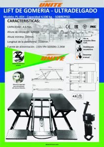 elevador tijera unite pl h45 4500kg pdf