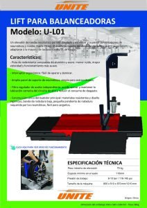 UNITE U L01 Lift Elevador Para Balanceadora Portatil pdf