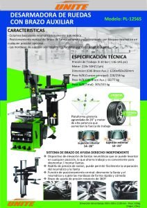 Desarmadora de neumaticos con brazo auxiliar para run flat PL 1256S Trivium Center pdf